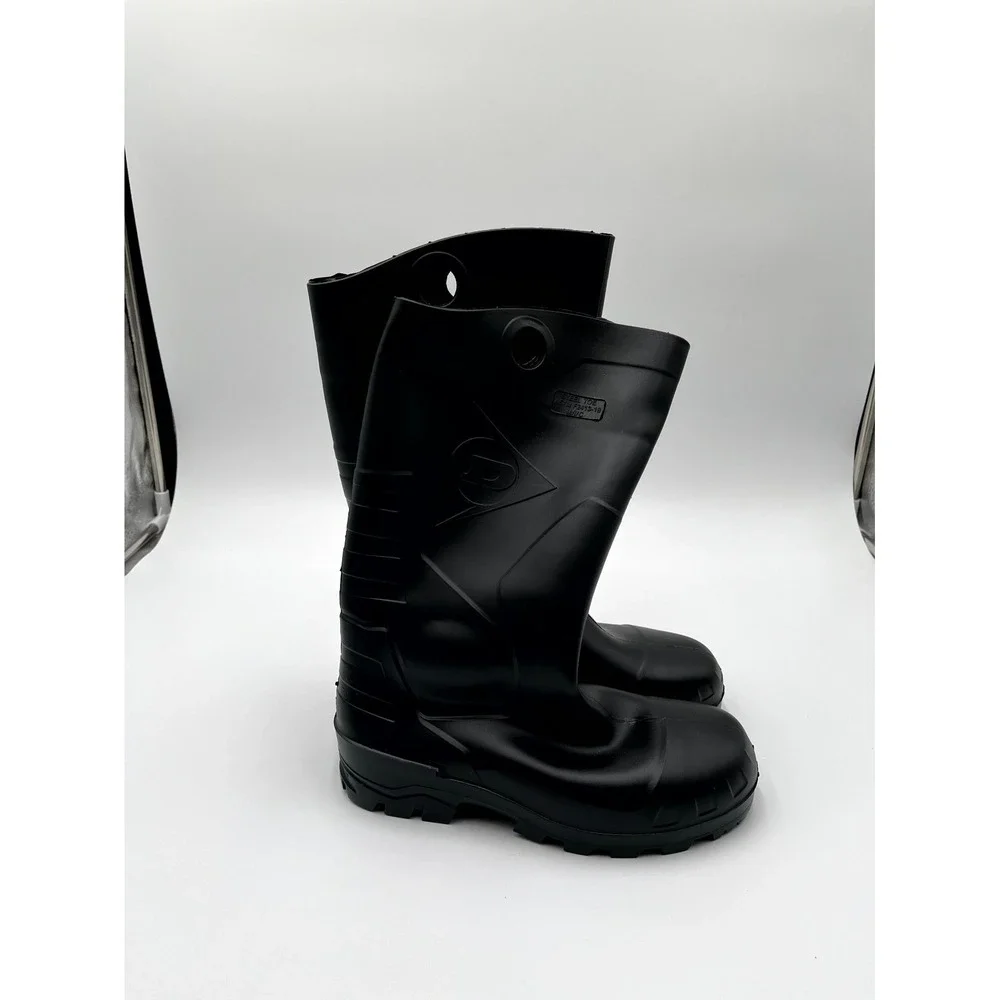 Dunlop Chesapeake Unisex M7/W9 Rain Boots‎ Black Steel Toe Pull On Waterproof